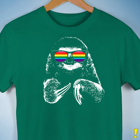 Gilbert Baker LGBTQ Pride Sloth Rainbow Flag Sunglasses Premium - Kelly Green
